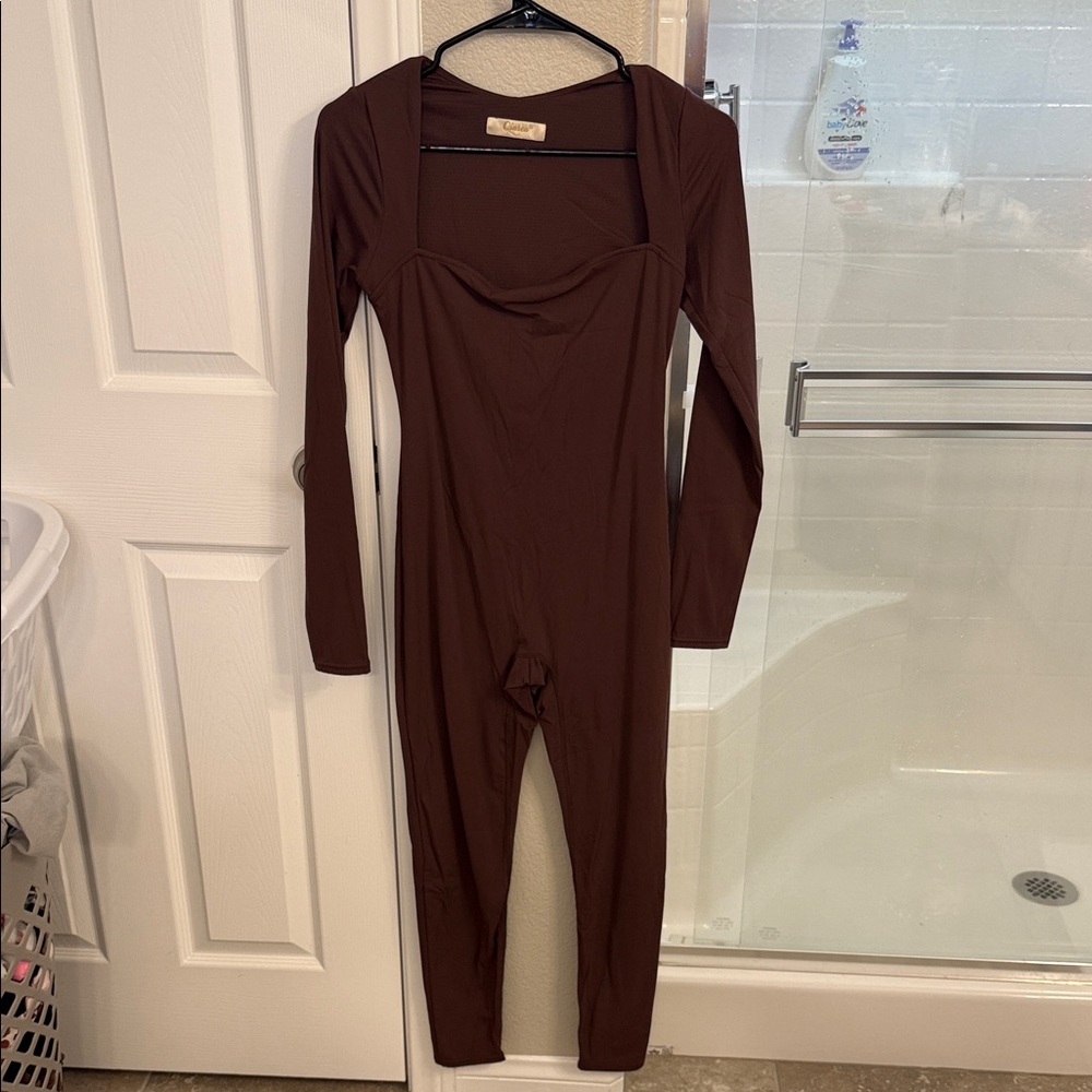 Brown Long Sleeve Jumpsuit